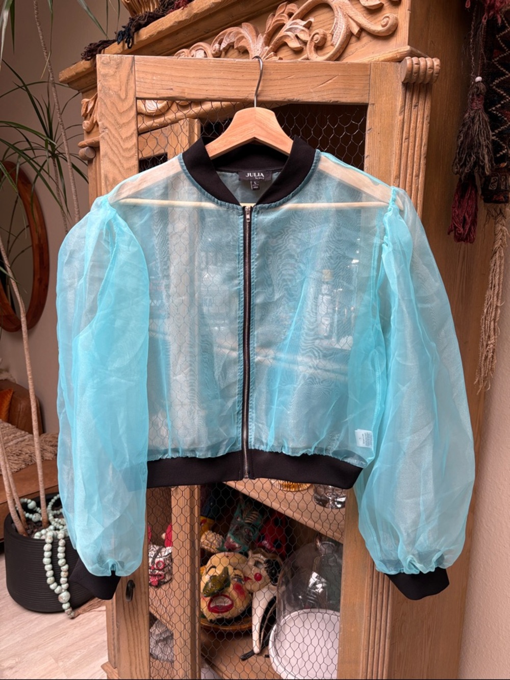 Julia by Love J Blue Sheer Bomber Jacket